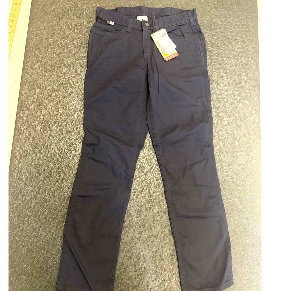 Carhartt Women FR Rugged Flex Canvas Pants 8 Regular Navy Blue Flame Resistant